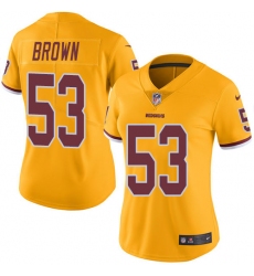 Nike Redskins #53 Zach Brown Gold Womens Stitched NFL Limited Rush Jersey