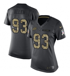 Nike Redskins #93 Jonathan Allen Black Womens Stitched NFL Limited 2016 Salute to Service Jersey