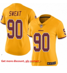 Redskins 90 Montez Sweat Gold Women Stitched Football Limited Rush Jersey