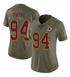 Redskins #94 Da 27Ron Payne Olive Women Stitched Football Limited 2017 Salute to Service Jersey