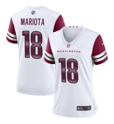 Women Washington Commanders 18 Marcus Mariota White Stitched Jersey