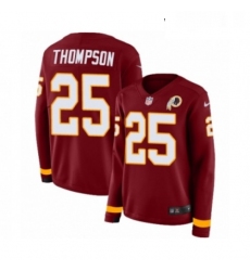 Womens Nike Washington Redskins 25 Chris Thompson Limited Burgundy Therma Long Sleeve NFL Jersey
