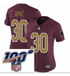 Womens Nike Washington Redskins 30 Troy Apke Burgundy RedGold Number Alternate 80TH Anniversary Vapor Untouchable Limited Stitched 100th anniversary Neck P