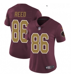 Womens Nike Washington Redskins 86 Jordan Reed Elite Burgundy RedGold Number Alternate 80TH Anniversary NFL Jersey