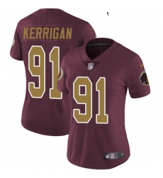 Womens Nike Washington Redskins 91 Ryan Kerrigan Burgundy RedGold Number Alternate 80TH Anniversary Vapor Untouchable Limited Player NFL Jersey