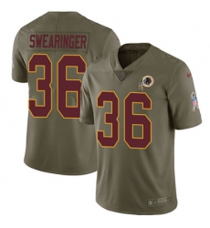 Youth Nike Redskins #36 D J Swearinger Olive Stitched NFL Limited 2017 Salute to Service Jersey