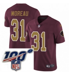 Youth Nike Washington Redskins 31 Fabian Moreau Burgundy RedGold Number Alternate 80TH Anniversary Vapor Untouchable Limited Stitched 100th anniversary Nec