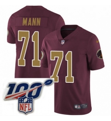 Youth Nike Washington Redskins 71 Charles Mann Burgundy RedGold Number Alternate 80TH Anniversary Vapor Untouchable Limited Stitched 100th anniversary Neck