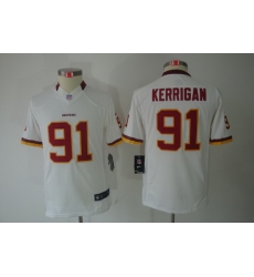 Youth Nike Washington Redskins 91# Kerrigan White Limited Jerseys