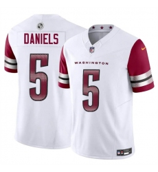 Youth Washington Commanders 5 Jayden Daniels White 2024 Draft F U S E Vapor Limited Stitched Football Jersey