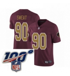Youth Washington Redskins 90 Montez Sweat Burgundy Red Gold Number Alternate 80TH Anniversary Vapor Untouchable Limited Stitched 100th anniversary Neck Pat