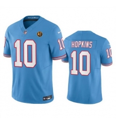 Men Tennessee Titans 10 DeAndre Hopkins Blue 2023 F U S E  Throwback With John Madden Patch Vapor Limited Stitched Football Jersey