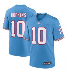 Men Tennessee Titans 10 DeAndre Hopkins Light Blue Throwback Player Stitched Game Jersey
