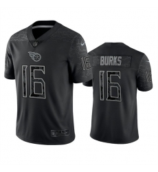 Men Tennessee Titans 16 Treylon Burks Black Reflective Limited Stitched Football Jersey