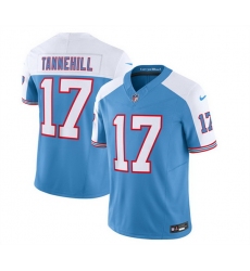 Men Tennessee Titans 17 Ryan Tannehill Blue White 2023 F U S E  Vapor Limited Throwback Stitched Football Jersey