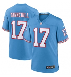 Men Tennessee Titans 17 Ryan Tannehill Light Blue Throwback Player Stitched Game Jersey