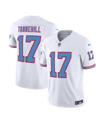 Men Tennessee Titans 17 Ryan Tannehill White 2023 F U S E  Vapor Limited Throwback Stitched Football Jersey