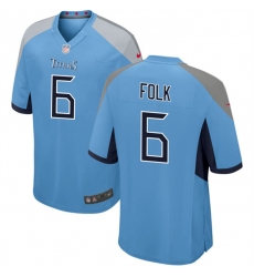 Men Tennessee Titans 6 Nick Folk Light Blue Stitched Game Football Jersey