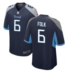 Men Tennessee Titans 6 Nick Folk Navy Stitched Game Football Jersey