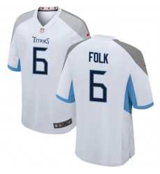 Men Tennessee Titans 6 Nick Folk White Stitched Game Football Jersey
