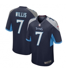 Men Tennessee Titans 7 Malik Willis Navy Stitched Game Jersey