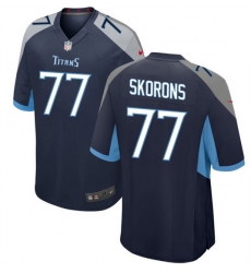 Men Tennessee Titans 77 Peter Skoronski Navy 2023 Draft Stitched Game Jersey