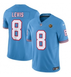 Men Tennessee Titans 8 Will Levis Blue 2023 F U S E  Throwback With John Madden Patch Vapor Limited Stitched Football Jersey