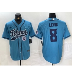 Men Tennessee Titans 8 Will Levis Blue With Patch Cool Base Stitched Baseball Jersey 1