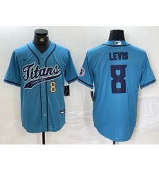 Men Tennessee Titans 8 Will Levis Blue With Patch Cool Base Stitched Baseball Jersey 2