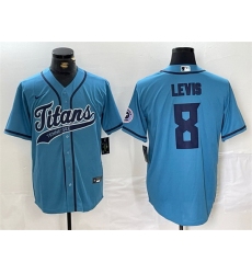 Men Tennessee Titans 8 Will Levis Blue With Patch Cool Base Stitched Baseball Jersey