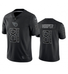 Men Tennessee Titans 81 Austin Hooper Black Reflective Limited Stitched Football Jersey