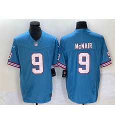 Men Tennessee Titans 9 Steve McNair Light Blue 2023 F U S E  Vapor Limited Throwback Stitched Football Jersey