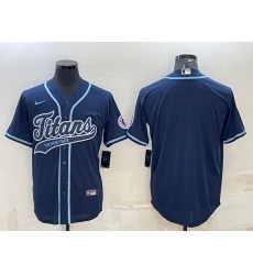 Men Tennessee Titans Blank Navy With Patch Cool Base Stitched Baseball Jersey