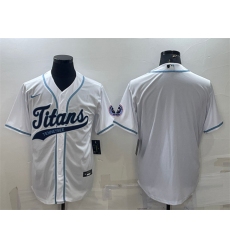 Men Tennessee Titans Blank White With Patch Cool Base Stitched Baseball Jersey