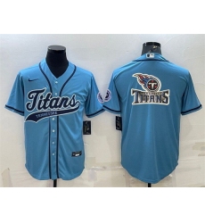 Men Tennessee Titans Blue Team Big Logo With Patch Cool Base Stitched Baseball Jersey