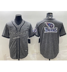 Men Tennessee Titans Grey Team Big Logo With Patch Cool Base Stitched Baseball Jersey