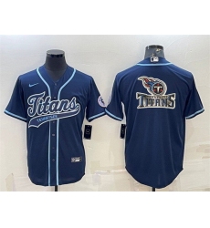 Men Tennessee Titans Navy Team Big Logo With Patch Cool Base Stitched Baseball Jersey