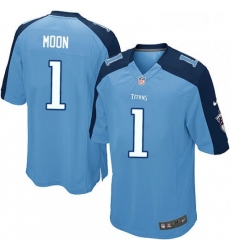 Mens Nike Tennessee Titans 1 Warren Moon Game Light Blue Team Color NFL Jersey