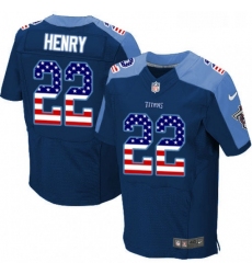 Mens Nike Tennessee Titans 22 Derrick Henry Elite Navy Blue Alternate USA Flag Fashion NFL Jersey