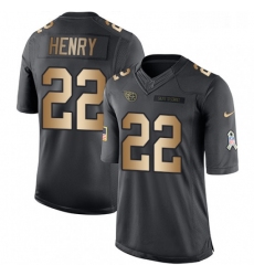 Mens Nike Tennessee Titans 22 Derrick Henry Limited BlackGold Salute to Service NFL Jersey