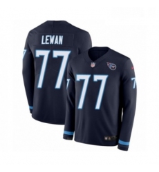 Mens Nike Tennessee Titans 77 Taylor Lewan Limited Navy Blue Therma Long Sleeve NFL Jersey