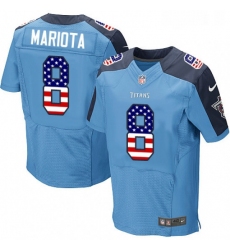 Mens Nike Tennessee Titans 8 Marcus Mariota Elite Light Blue Home USA Flag Fashion NFL Jersey