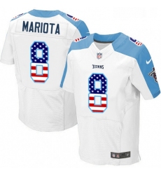 Mens Nike Tennessee Titans 8 Marcus Mariota Elite White Road USA Flag Fashion NFL Jersey