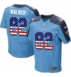Mens Nike Tennessee Titans 82 Delanie Walker Elite Light Blue Home USA Flag Fashion NFL Jersey