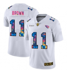 Tennessee Titans 11 A J  Brown Men White Nike Multi Color 2020 NFL Crucial Catch Limited NFL Jersey