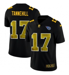 Tennessee Titans 17 Ryan Tannehill Men Black Nike Golden Sequin Vapor Limited NFL Jersey