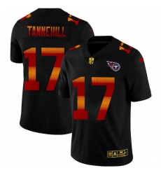 Tennessee Titans 17 Ryan Tannehill Men Black Nike Red Orange Stripe Vapor Limited NFL Jersey
