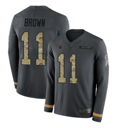 Titans 11 A J  Brown Anthracite Salute to Service Men Stitched Football Limited Therma Long Sleeve Jersey
