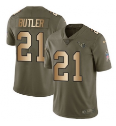 Nike Titans #21 Malcolm Butler Olive Gold Youth Stitched NFL Limited 2017 Salute to Service Jersey