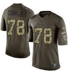 Nike Titans #78 Jack Conklin Green Youth Stitched NFL Limited Salute to Service Jersey